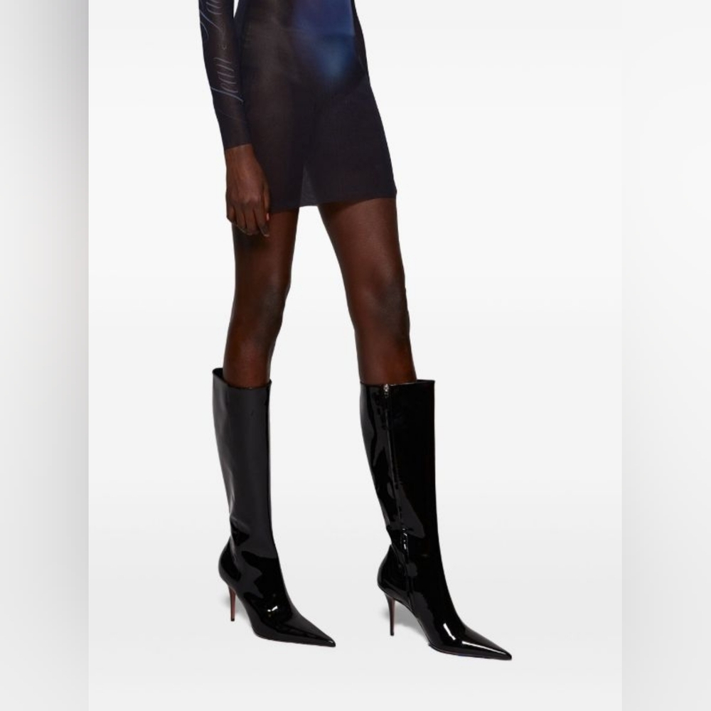 AMINA MUADDI Barbara patent-leather knee boots 39